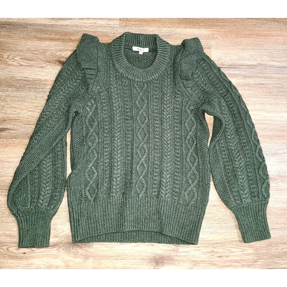 Madewell Sweaters - Madewell size XS Ruffle Pullover Sweater merino Wool blend cable